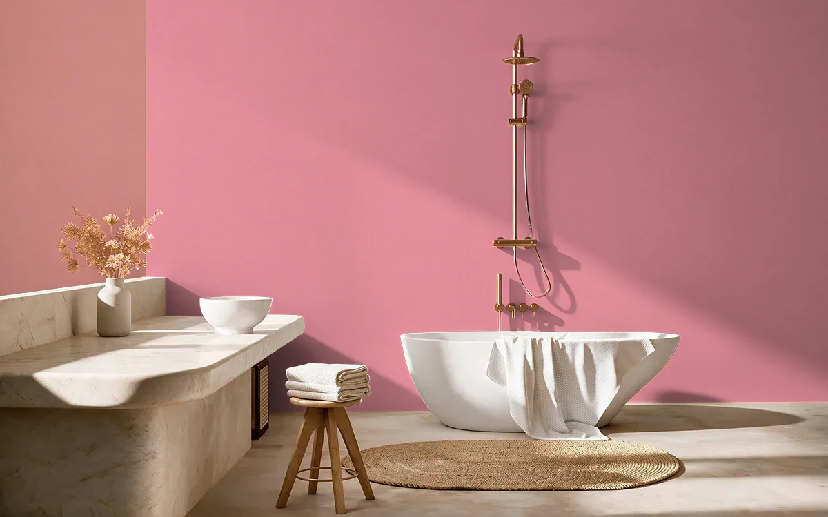 Nippon Paint's ZINNIA RUFFLES color on different wall surfaces.
